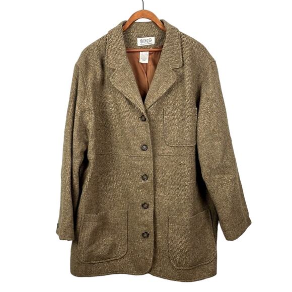 Spiegel Elements wool blend micro chevron coat with front pockets - Picture 1 of 8